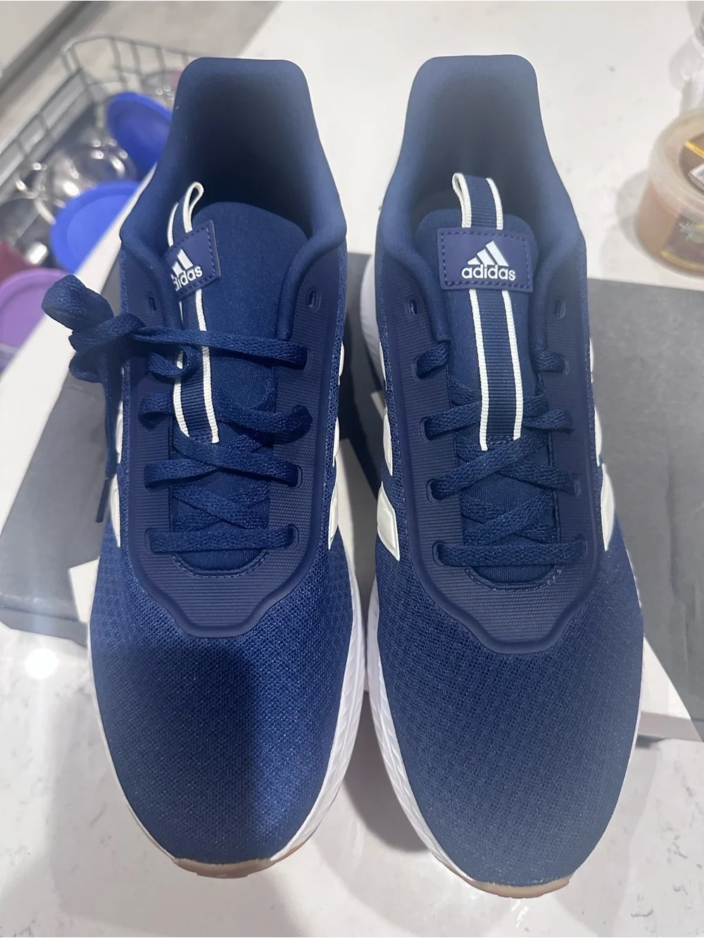 adidas Men’s Navy & White Sneakers- brand new